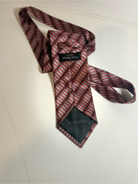 Valentino Other - Valentino Red and Black Diagonal Stripe Silk Tie